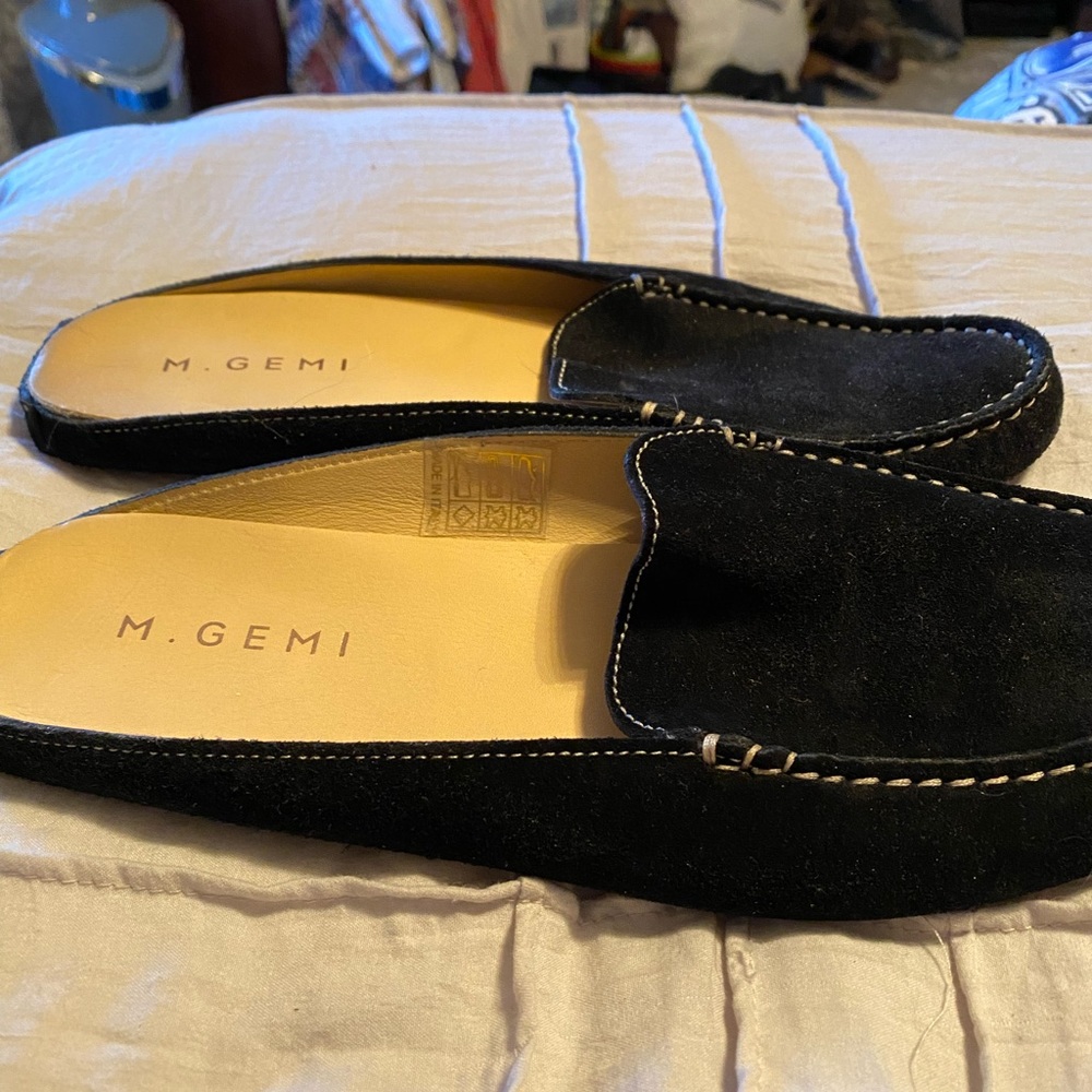 M.Gemi suede “Felize” black flat Mules. 39